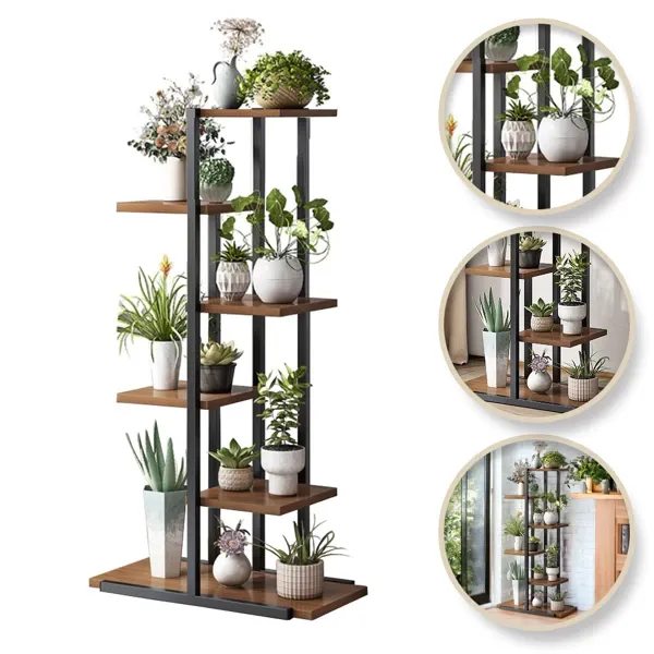 6 szintes virágállvány fémből fekete thumbnail 2