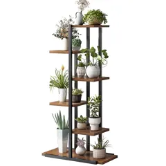 6 szintes virágállvány fémből fekete