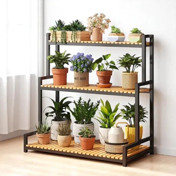 Virágtartó, polc, 3 szintes virágtartó